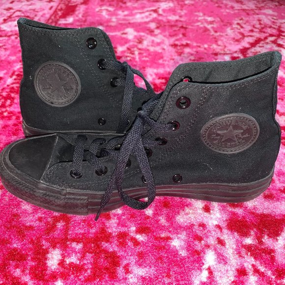 All Black Converse Chuck Taylor All Star High Tops - Picture 10 of 14